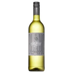 Ninety Plus Cellars de-alcoholized white wine bottle with a sleek design, featuring a gray label and a silver cap, ideal for low-alcohol options.