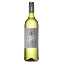 Noughty Non-Alcoholic Blanc bottle with grey label, a white wine blend of 55% Chenin Blanc and 45% Chardonnay from The Wine Dealer Ltd, showcased against a neutral backdrop