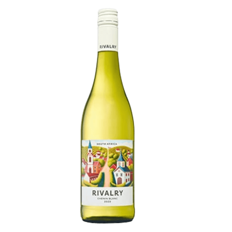 Rivalry Chenin Blanc bottle with colourful label, tropical fruit flavours and a crisp finish; unwooded and unpretentious, from The Wine Dealer Ltd