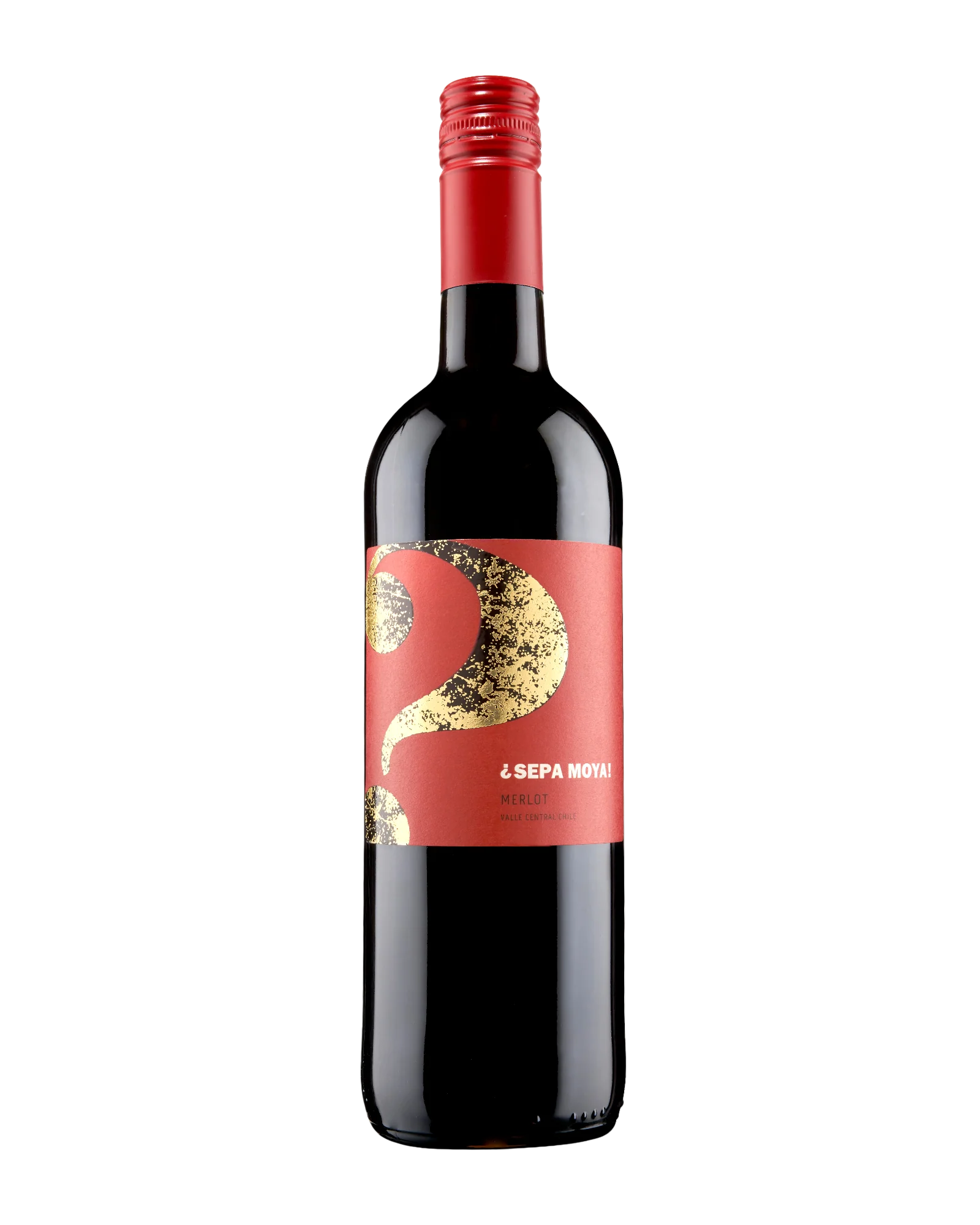 Sepa Moya Merlot 2021 red wine bottle with a red label and a prominent gold textured numeral, from The Wine Dealer Ltd, a Chilean Merlot